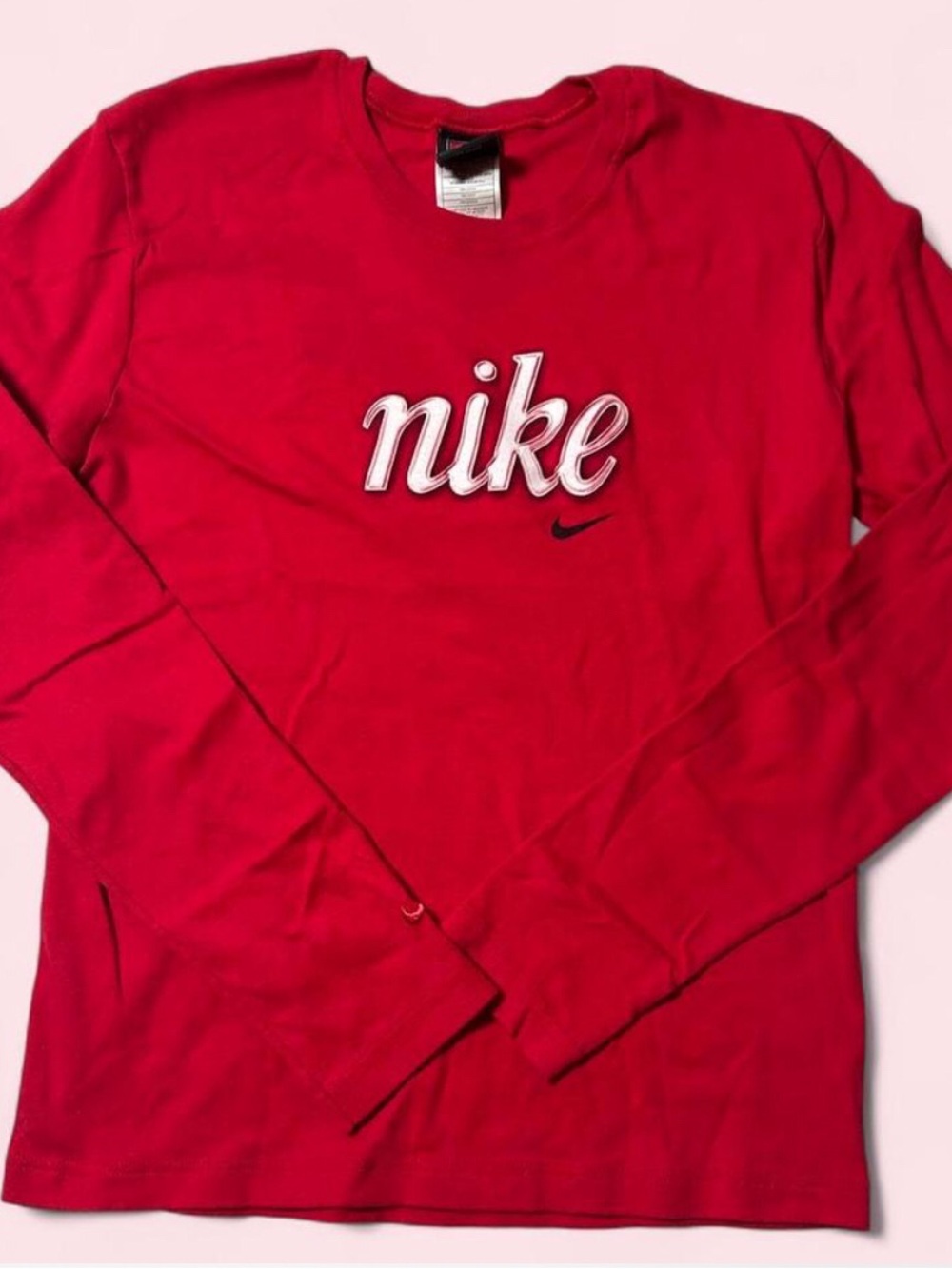 Nike Red Long Sleeve Tee with Script Logo